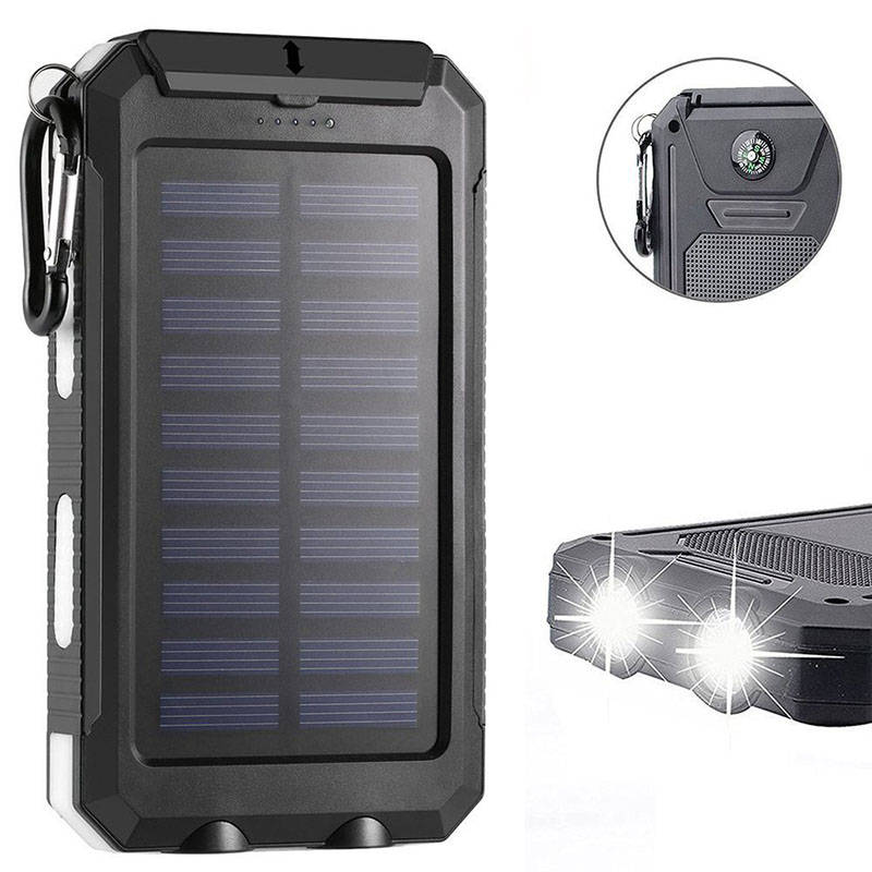 20000mAh Ultra-Compact External Batteries with Dual USB Ports Solar Power Bank Panel with Flashlight for Camping Portable Solar Phone Charger Outdoor Activities 